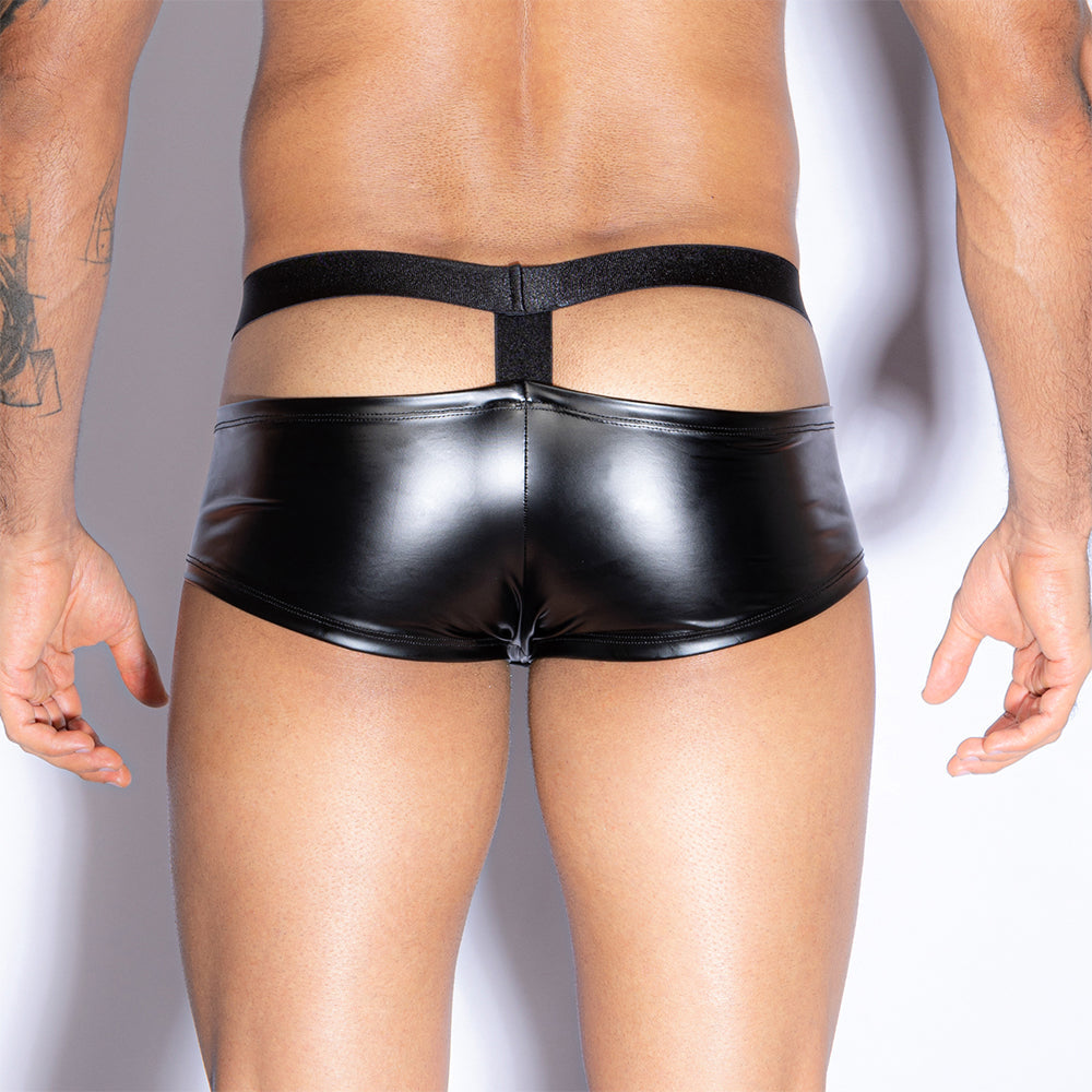 Skivvies - Black PU Leather Male Hollow Sexy Underwear – Image 5