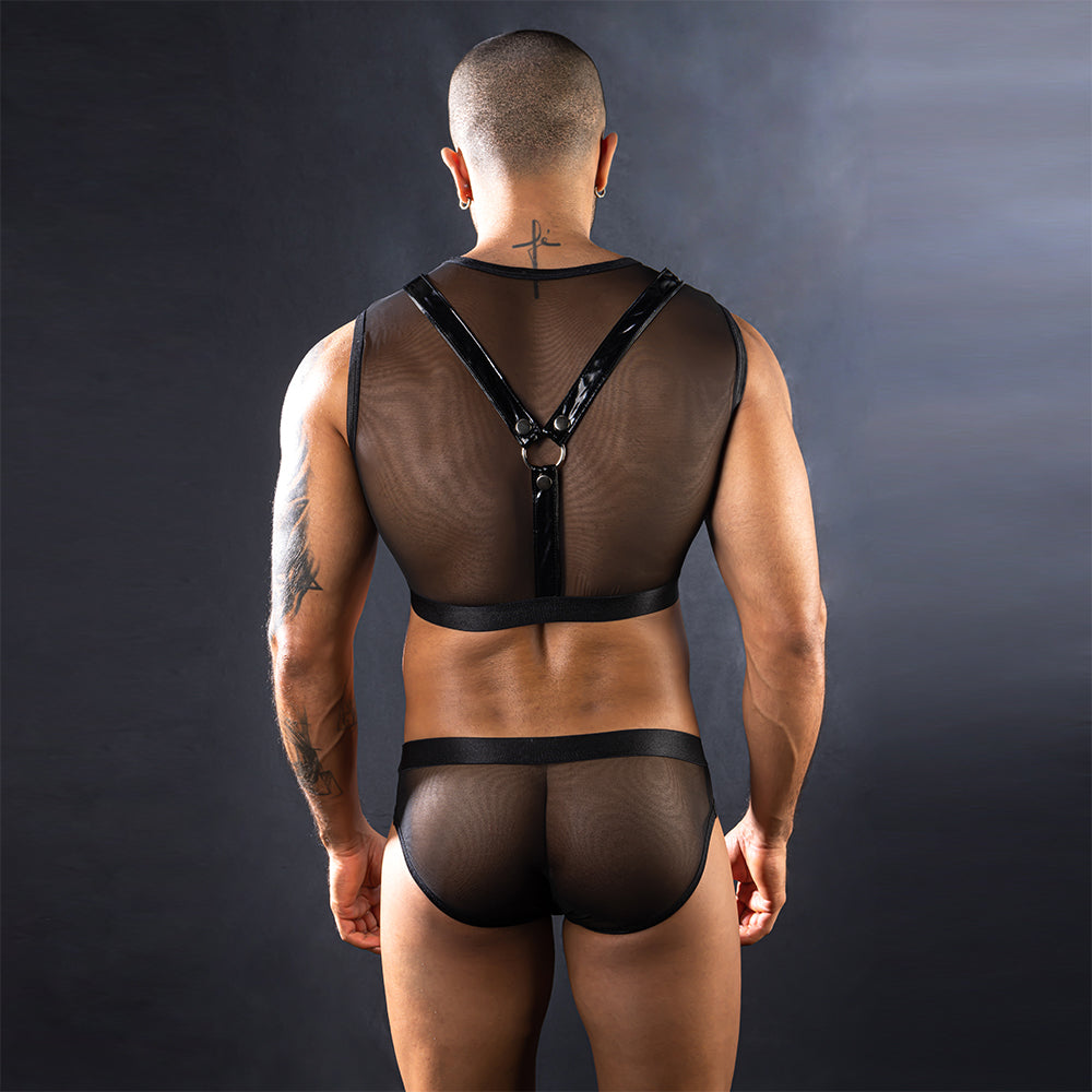 Gentsuit - 2 Pcs Sexy Black Breathable and Stretchable Men Costume with Open-Button Underwear – Image 5